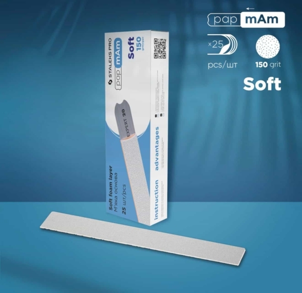 STALEKS PRO Disposable White Files PapmAm on Soft Foam Layer EXPERT 20, 150 Grit