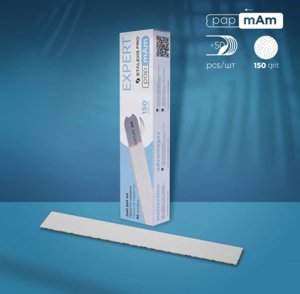 STALEKS PRO Replacement Files White PapmAm for straight file EXPERT 22, 150 Grit ( 50pcs )