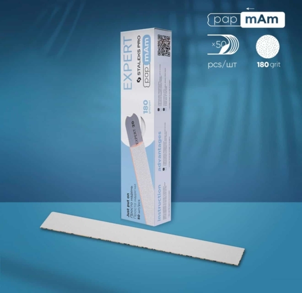 STALEKS PRO Replacement Files White PapmAm for straight file EXPERT 22, 180 Grit ( 50pcs )