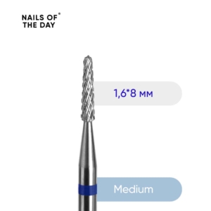 NAILSOFTHEDAY Carbide Nail Drill Bit Blue Needle, 1.6×8 mm