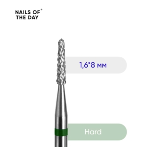 NAILSOFTHEDAY Carbide Nail Drill Bit Green Needle, 1.6x8mm