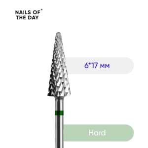 NAILSOFTHEDAY Carbide Nail Drill Bit for removal Green Tapered Cone, 6 x 17mm