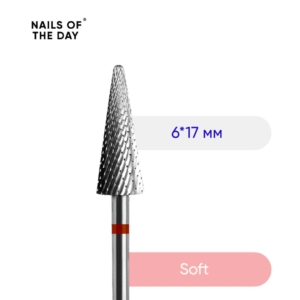NALSOFTHEDAY Carbide Nail Drill Bit for removal Red Tapered Cone, 6x17mm