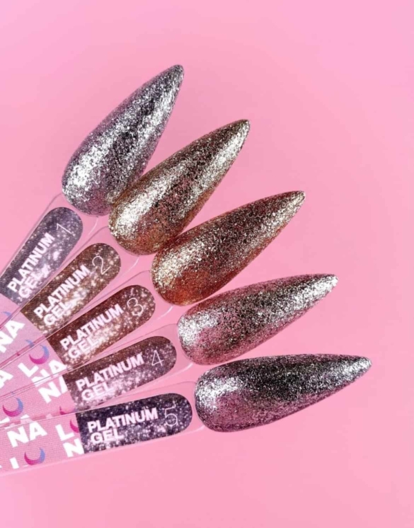 LUNAmoon Glitter for Nails Platinum gel #01. 02, 03, 04, 05