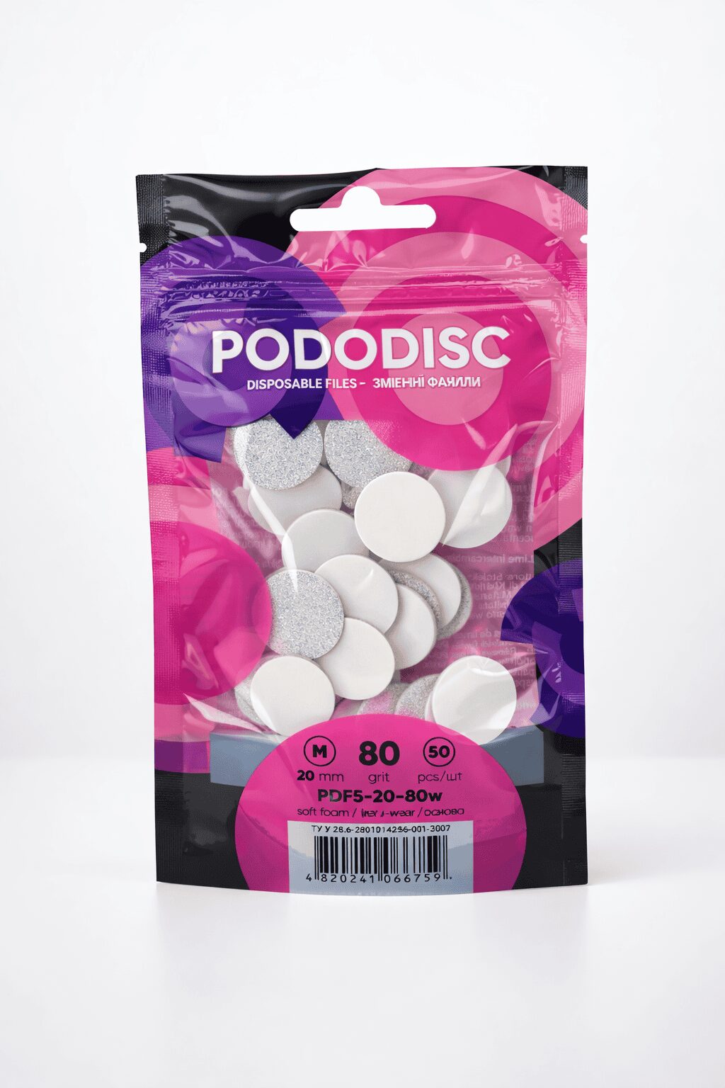 PODODISC STALEKS PRO M Disposable Files for Pedicure Disk with a soft foam layer (20mm) 80 Grit PODODISC STALEKS PRO M Disposable Files for Pedicure Disk with a soft foam layer (20mm) 80 Grit