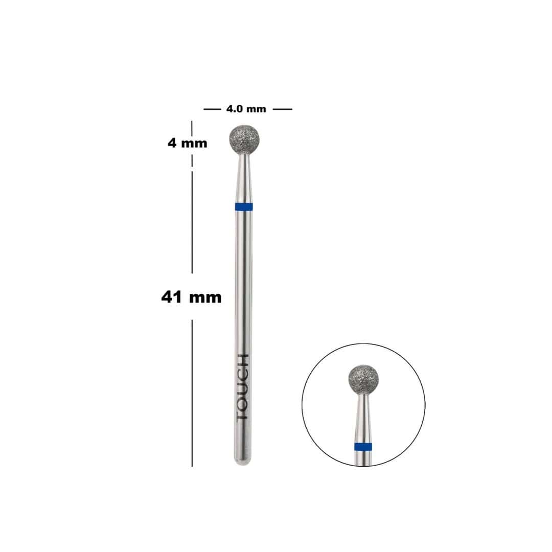 Touch Diamond Ball Nail Drill Bit 4.0mm Blue Medium Grit – Cuticle Removal & Dry Skin Cleaning Touch Diamond Ball Nail Drill Bit 4.0mm Blue Medium Grit – Cuticle Removal & Dry Skin Cleaning