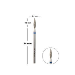 Touch Flame Diamond Nail Drill Bit 2.1mm Blue Medium Grit – Cuticle Cleaning & Nail Preparation