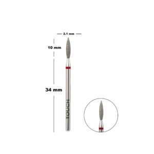 Touch Flame Diamond Nail Drill Bit 2.1mm Red Fine Grit – Cuticle Cleaning & Nail Preparation
