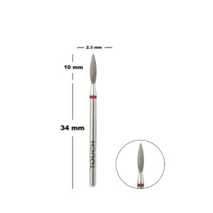 Touch Flame Diamond Nail Drill Bit 2.3mm Red Fine Grit
