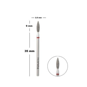 Touch Flame Diamond Nail Drill Bit 2.5mm Red Fine Grit – Cuticle Cleaning & Nail Preparation