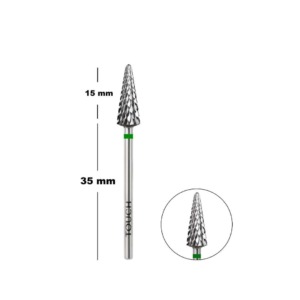 Touch Sharp Point Carbide Nail Drill Bit Green Cone for Hard Gel, Acrylic & Polygel Removal, Arch Filing