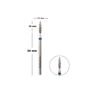 Touch Tornado Diamond Nail Drill Bit 2.1mm Blue Medium Grit – Spiral Flame for Cuticle & Sidewall Cleaning