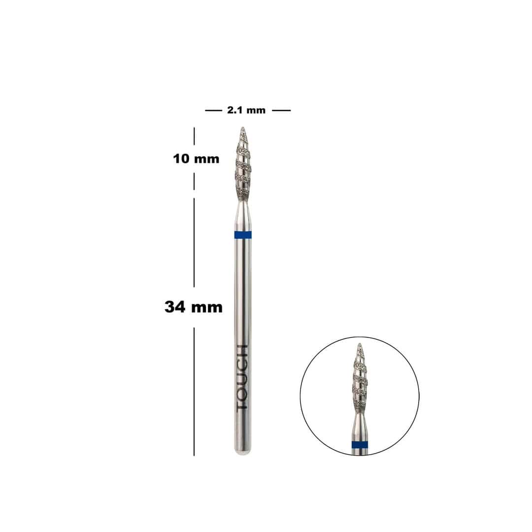 Touch Tornado Diamond Nail Drill Bit 2.1mm Blue Medium Grit – Spiral Flame for Cuticle & Sidewall Cleaning Touch Tornado Diamond Nail Drill Bit 2.1mm Blue Medium Grit – Spiral Flame for Cuticle & Sidewall Cleaning